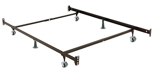 TWIN- DOUBLE SIZE- (T55 DOUBLE ENDED)- ADJUSTABLE METAL BED FRAME- WITH WHEELS- (BOX SPRING REQUIRED)- INVENTORY CLEARANCE
