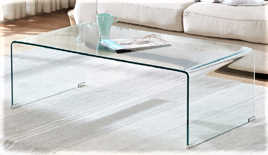 (5600 CLEAR- 1)- BENT GLASS COFFEE TABLE
