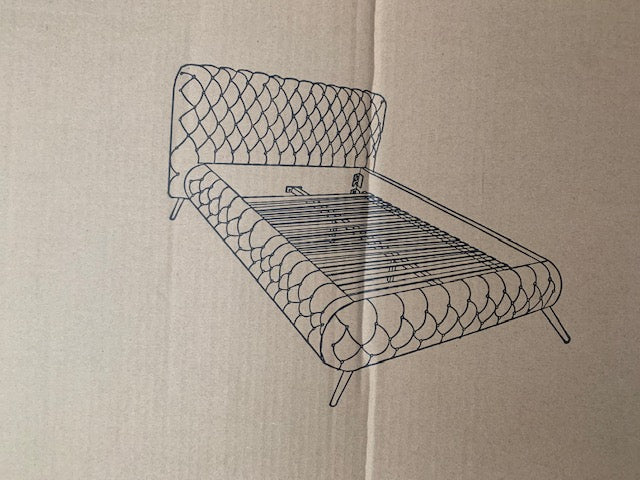 QUEEN SIZE- (5866 black)- VELVET FABRIC BED FRAME- WITH SLATS