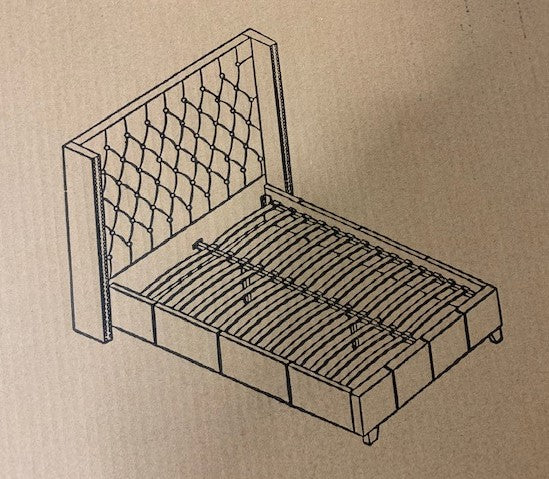 QUEEN SIZE- (5899 BLACK)- BUTTON TUFTED- FABRIC BED FRAME- WITH SLATS