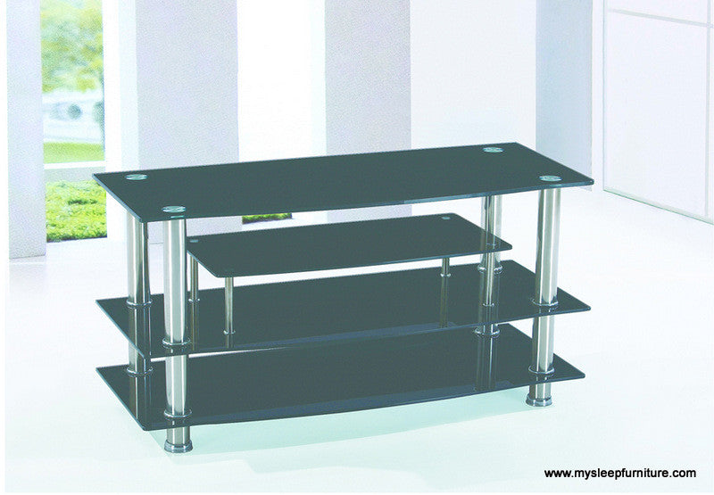 (700 BLACK)- 41" LONG- GLASS TV STAND