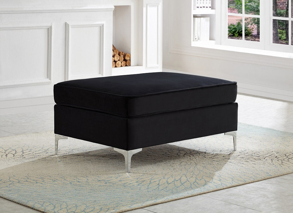 (9283 BLACK)- VELVET FABRIC- OTTOMAN
