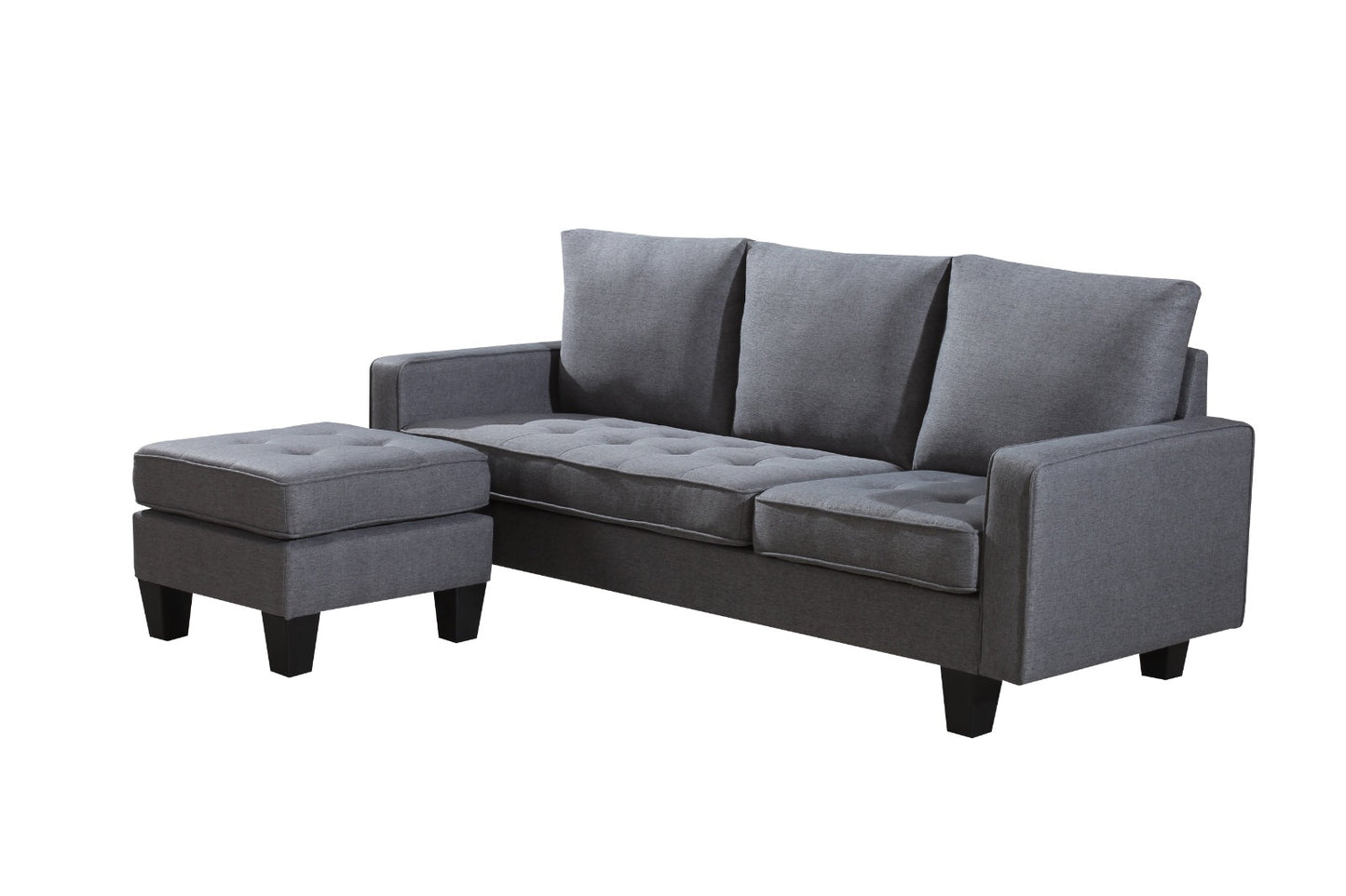 (2209 GREY)- REVERSIBLE- VELVET FABRIC SECTIONAL SOFA- INVENTORY CLEARANCE