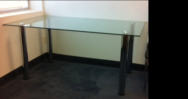(AMSTERDAM RECTANGLE)- 63" LONG- GLASS DINING TABLE