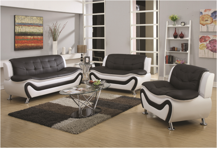(AUCKLAND BLACK/ WHITE)- LEATHER SOFA + LOVESEAT + CHAIR- CALL OR WHATSAPP 416 319 8851 FOR STOCK AVAILABILITY BEFORE PAYING