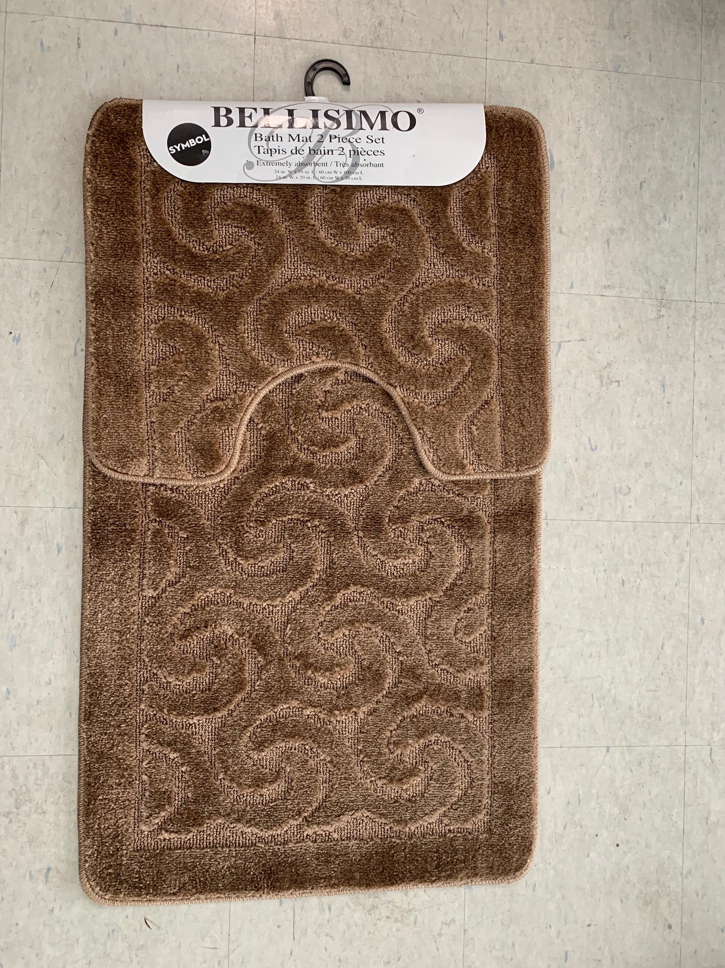 (BELLISIMO SYMBOL GOLDEN BROWN)- 2 PC.- BATH MAT SET