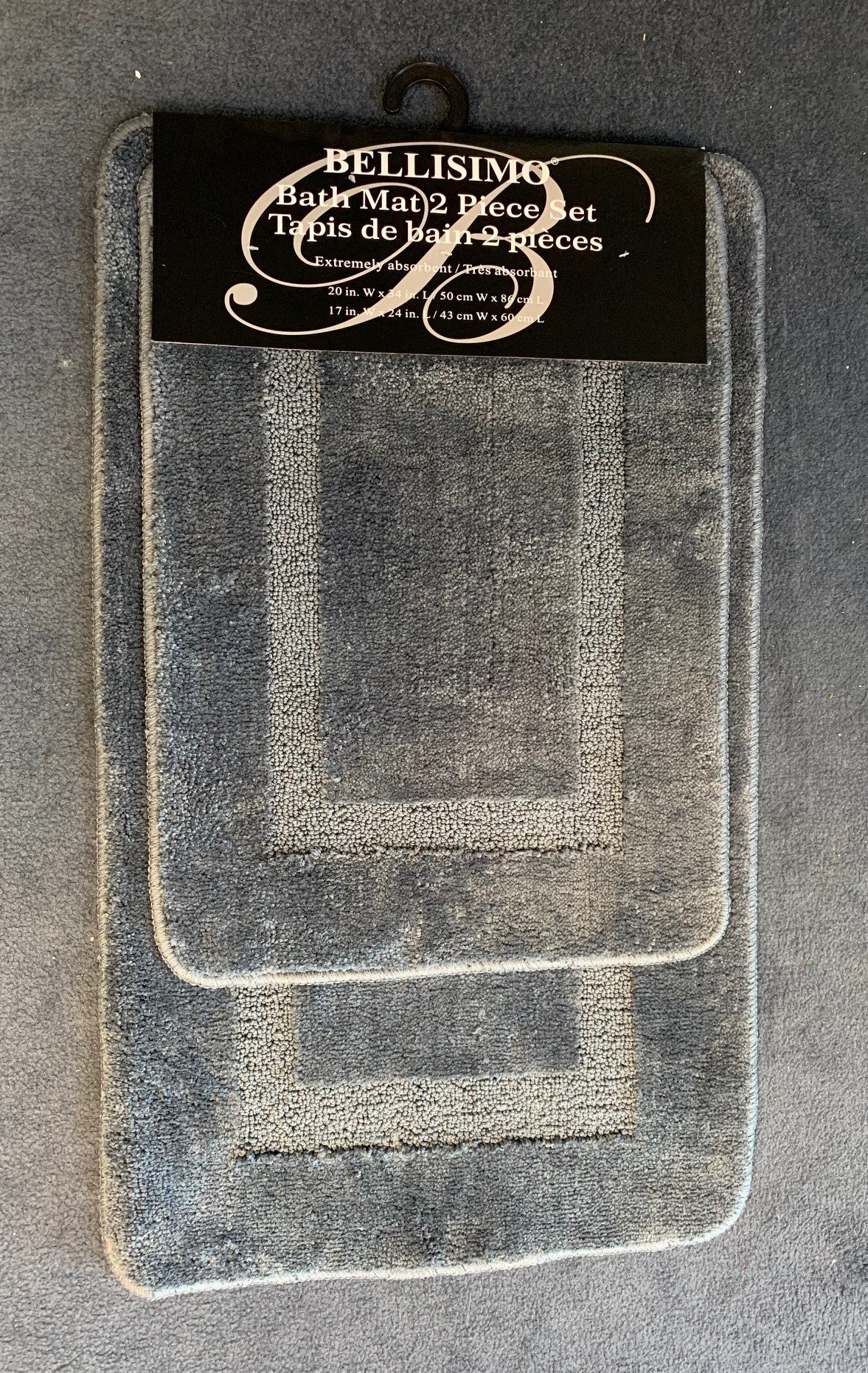 (BELLISIMO DARK GREY)- 2 PC.- BATH MAT SET