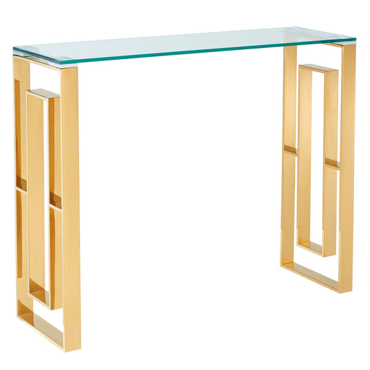 (EROS GOLD)- GLASS- CONSOLE/ COMPUTER TABLE