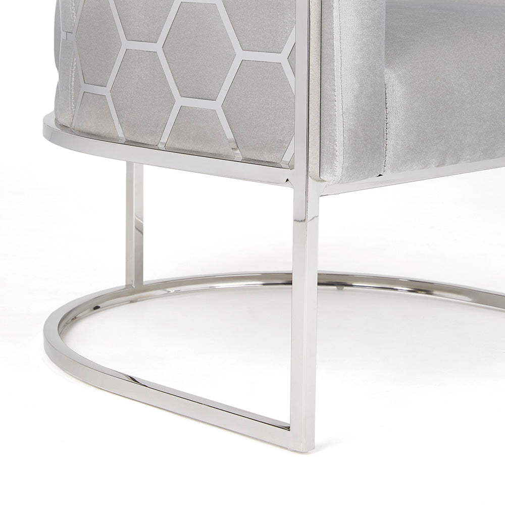 (XC HONEYCOMB GREY) - VELVET FABRIC - ACCENT CHAIR