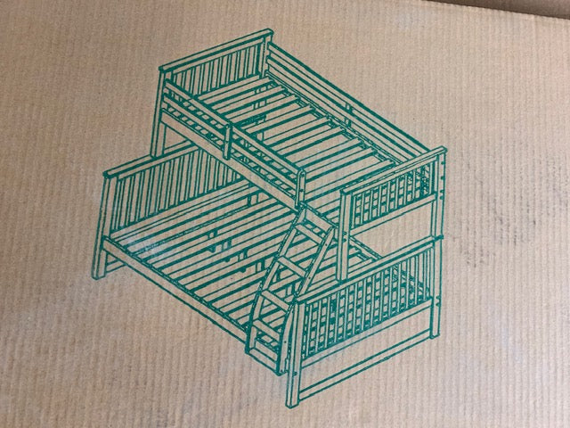 TWIN/ DOUBLE- (122 GREY)- WOOD SPLITTABLE BUNK BED- WITH SLATS