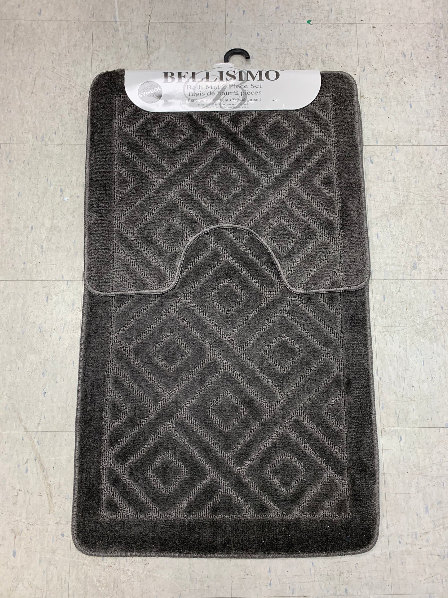 (BELLISIMO SYMBOL GREY)- 2 PC.- BATH MAT SET