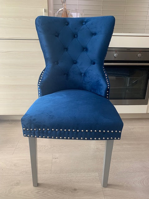 Navy blue best sale fabric dining chairs