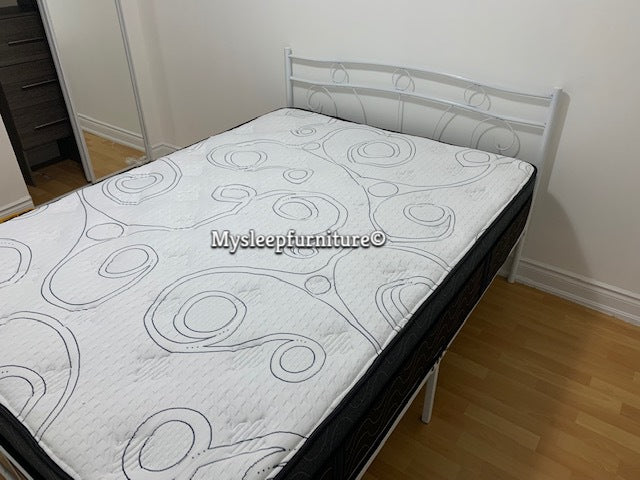 TWIN (SINGLE) SIZE- (155 WHITE)- METAL BED FRAME- WITH SLATTED PLATFORM