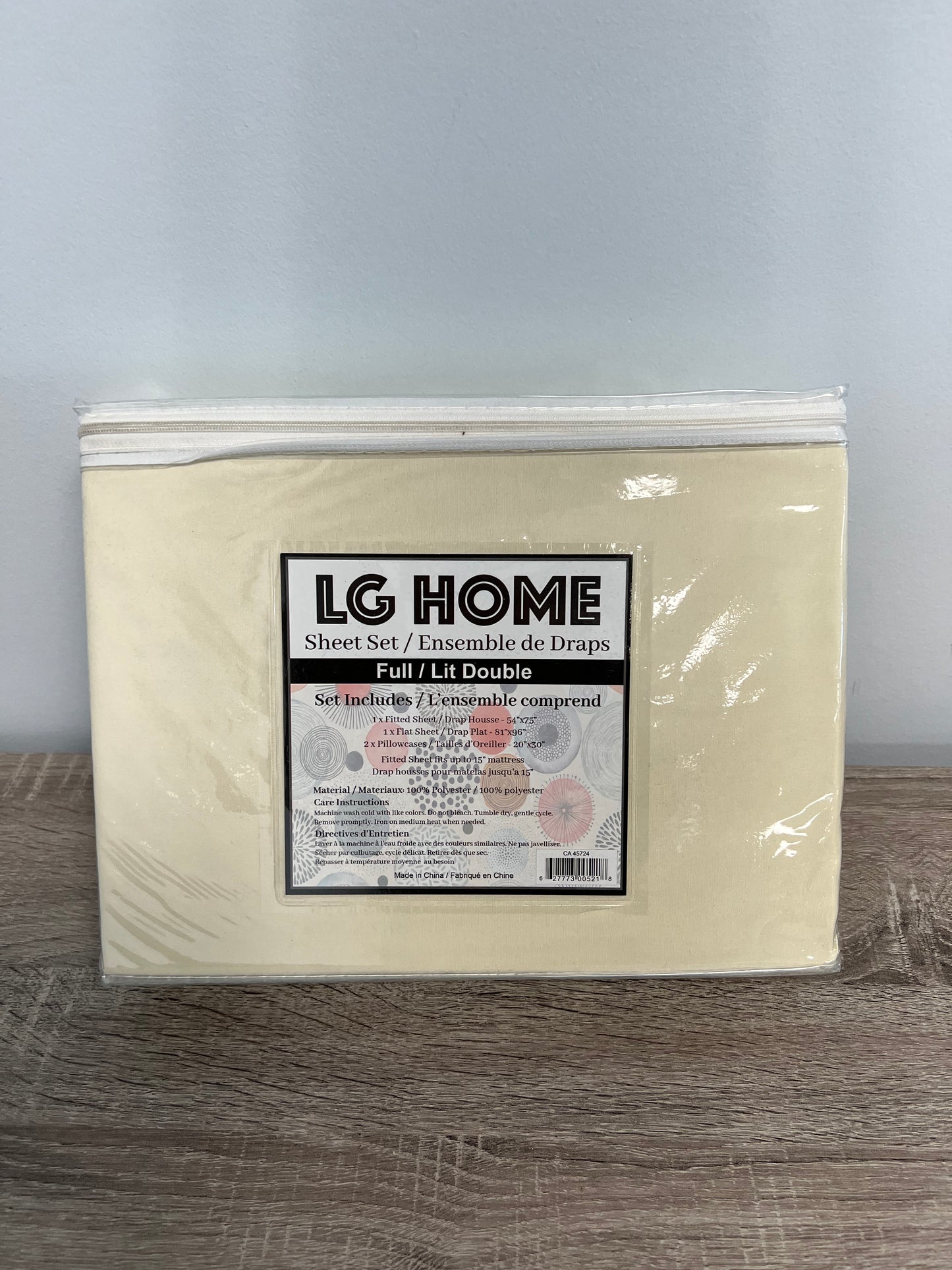 DOUBLE (FULL) SIZE- (LG HOME CREAM)- 4 PC. SHEET SET