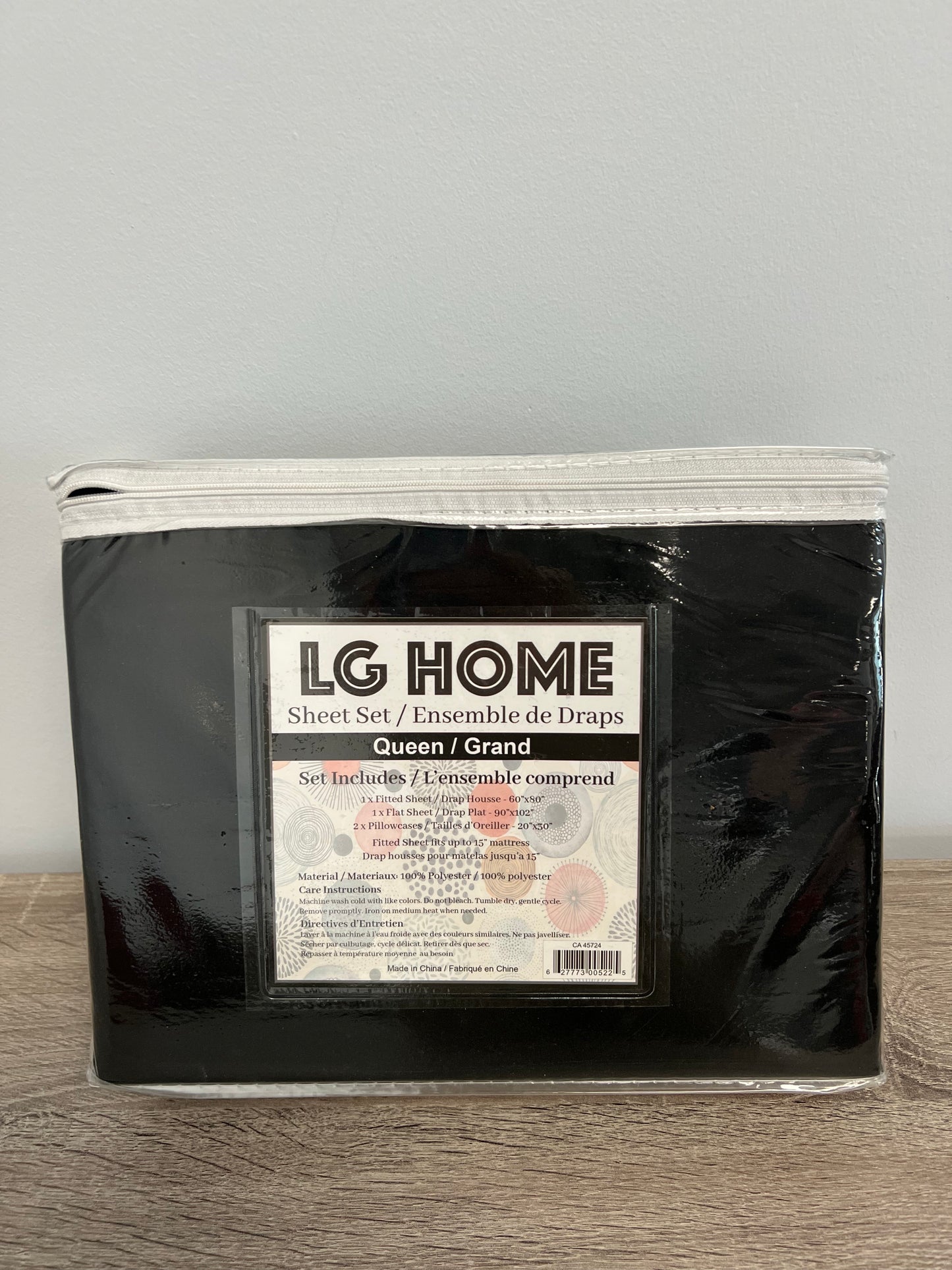 QUEEN SIZE- (LG HOME BLACK)- 4 PC. SHEET SET
