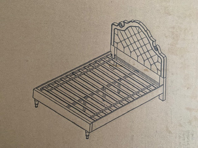 QUEEN SIZE - (LAURY BLUISH GREY)- FABRIC BED FRAME - WITH SLATS