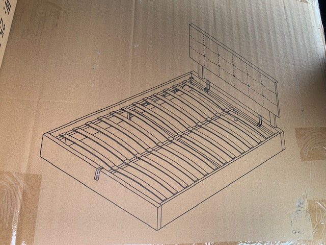 KING SIZE- (5445 GREY)- FABRIC- BED FRAME- WITH LIFT UP STORAGE