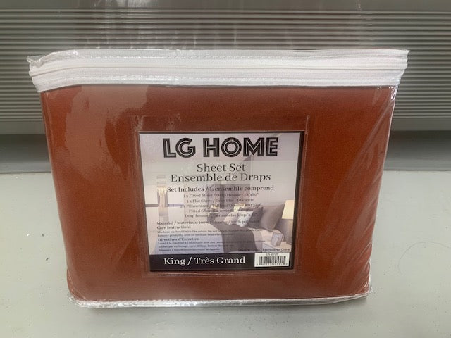 KING SIZE- (LG HOME RED)- 4 PC. SHEET SET