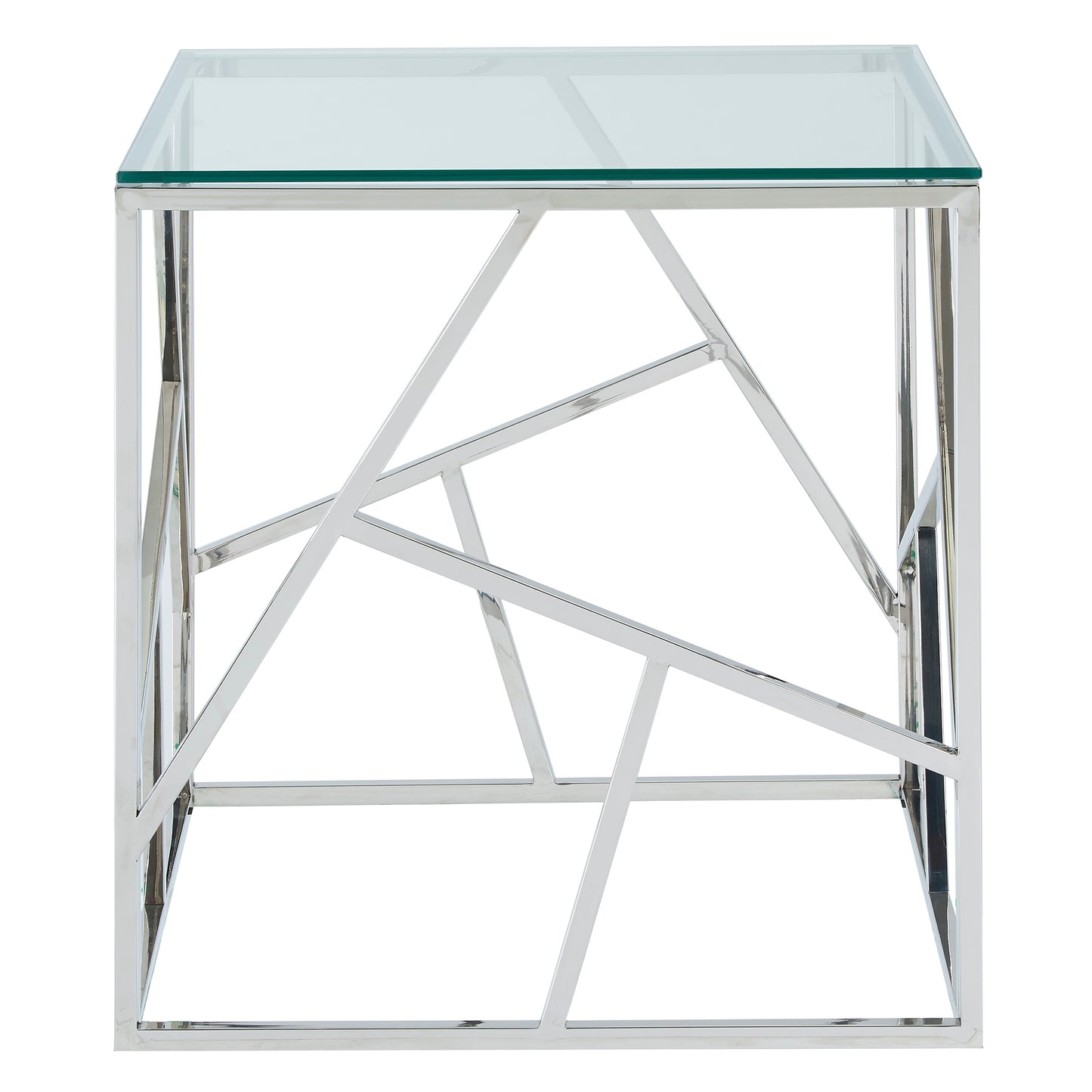 (JUNIPER CHROME)- GLASS ACCENT TABLE- INVENTORY CLEARANCE