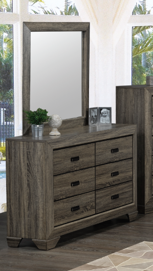 (JENNA GREY- 6)- DRESSER + MIRROR- OUT OF STOCK UNTIL MARCH 24, 2026