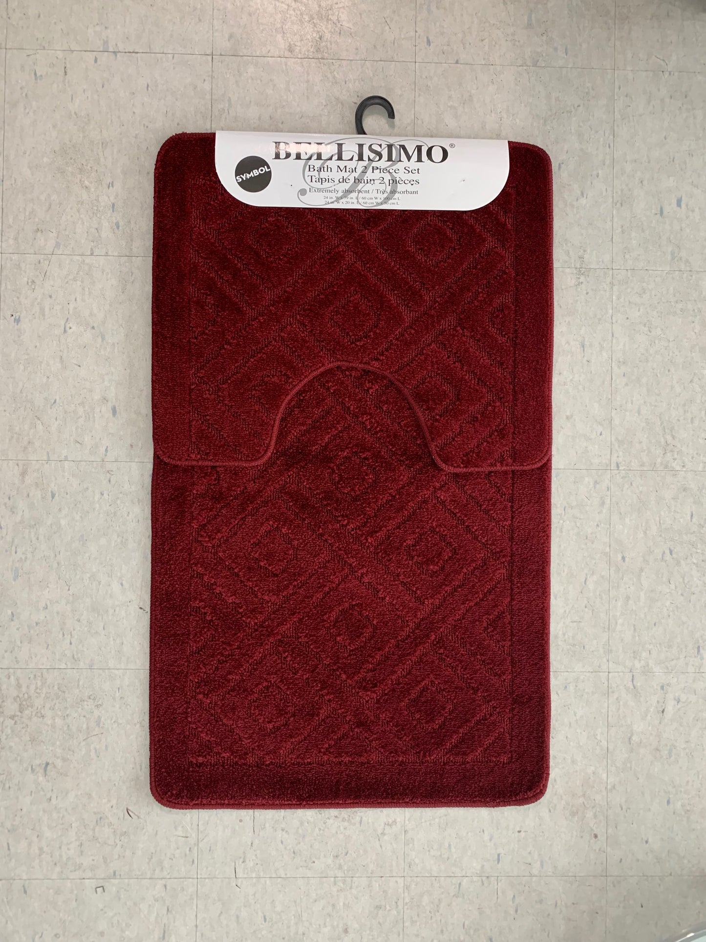 (BELLISIMO SYMBOL BURGUNDY)- 2 PC.- BATH MAT SET