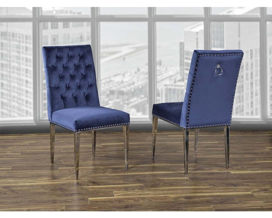 (REGAN BLUE F457BL- 2 PACK)- VELVET FABRIC- ACCENT/ DINING CHAIRS