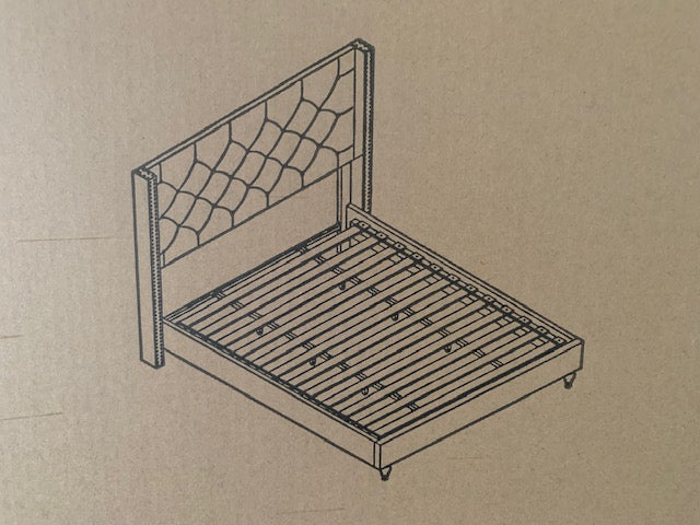 KING SIZE - (BO SOFIA BLACK LINEN FABRIC)- BED FRAME- WITH SLATS