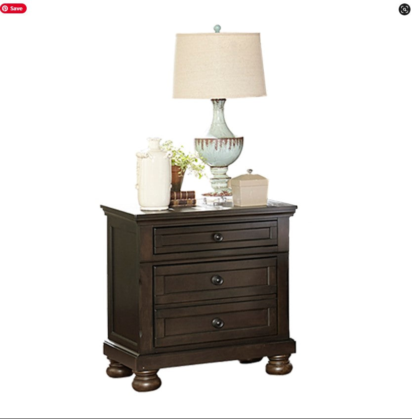 (1718GY GREYISH BROWN- 3)- WOOD NIGHT STAND- WITH HIDDEN DRAWER