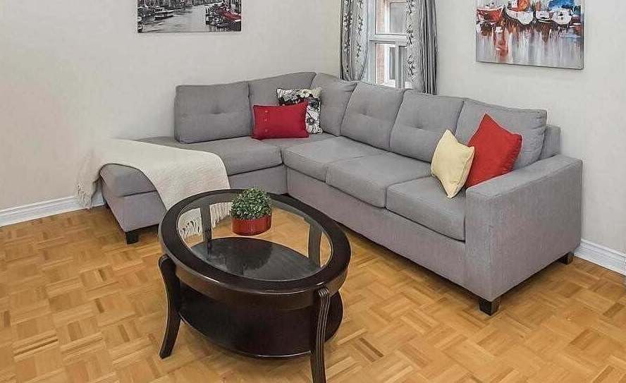 (817 TANGO PILLOW TOP GREY LHF)- FABRIC- CANADIAN MADE SECTIONAL SOFA- (DELIVERY AFTER 3 WEEKS)