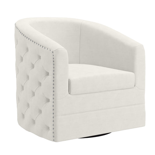 (VELCI DISCO IVORY)- VELVET FABRIC- SWIVEL ACCENT CHAIR- INVENTORY CLEARANCE