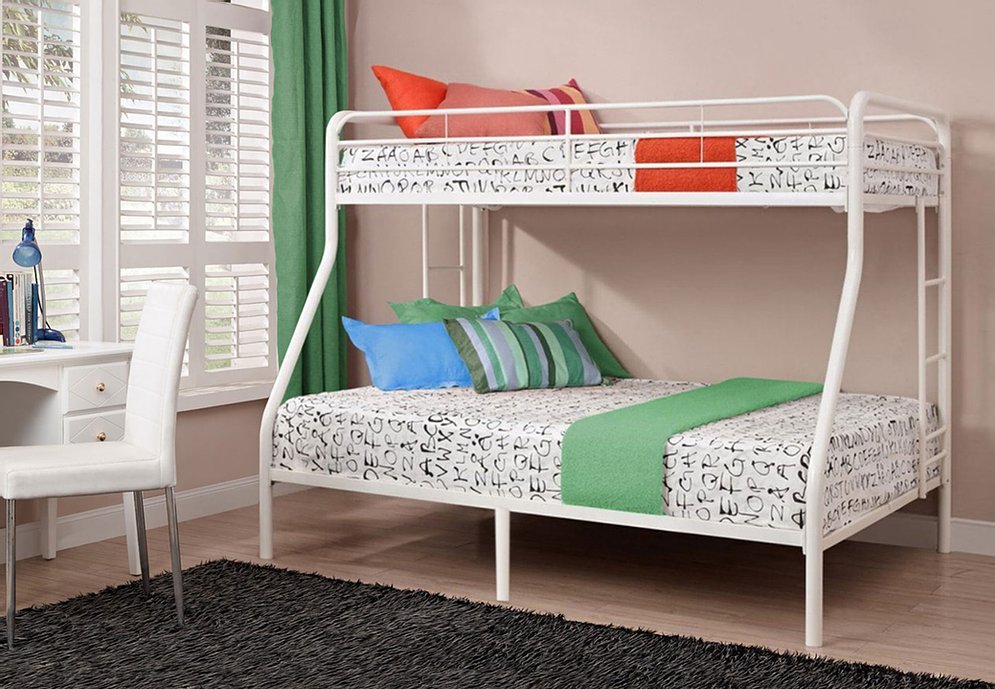 TWIN/ DOUBLE SIZE- (501 WHITE)- METAL BUNK BED