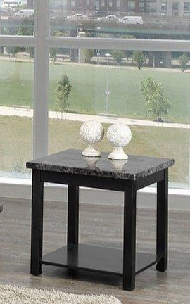 (2046 BLACK)- MARBLE LOOK- WOOD ACCENT TABLE