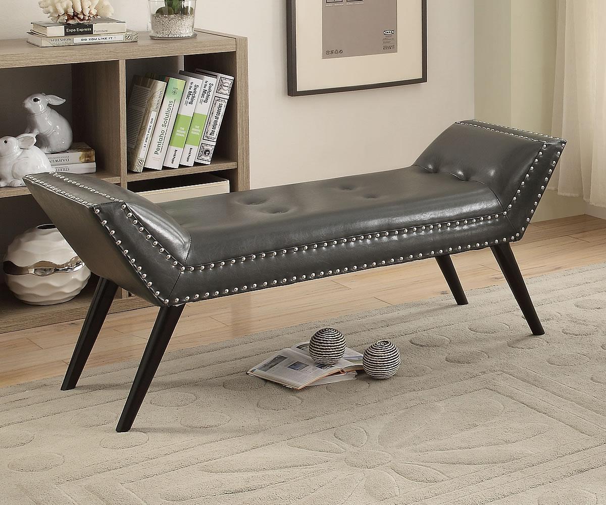 (DELIA GREY)- LEATHER BENCH