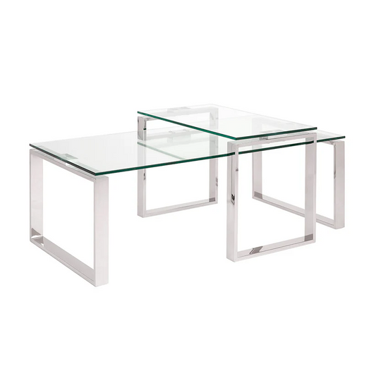 (MILLENIUM CHROME)- GLASS NESTING COFFEE TABLE