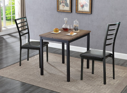 (1025- 1023 BROWN- 3)- 32" LONG- WOOD DINING TABLE- WITH 2 CHAIRS