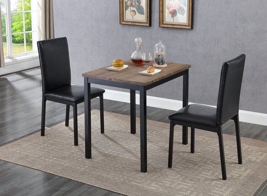 (1025 BLACK- 3)- 32" LONG- WOOD DINING TABLE- WITH 2 CHAIRS