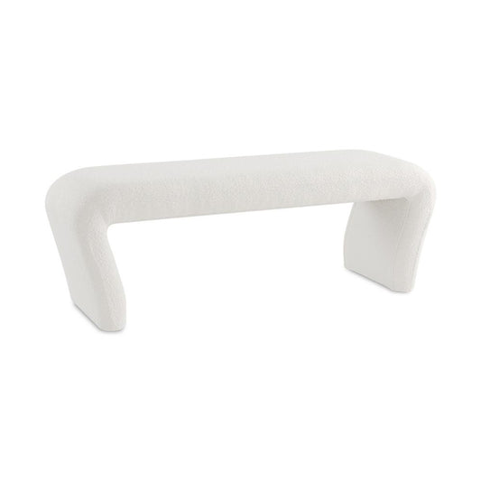 (MADE IN CANADA WHITE)- BOUCLE FABRIC BENCH