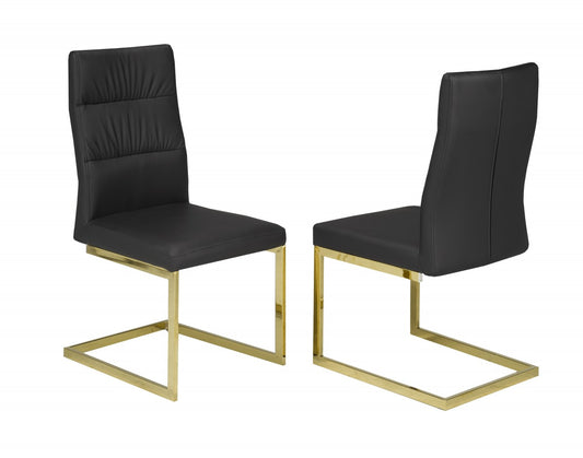 (1175 BLACK AND GOLD- 2 PACK)- LEATHER DINING CHAIRS
