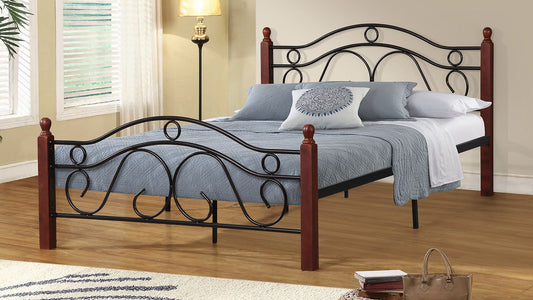 QUEEN SIZE- (1240 BLACK)- METAL BED FRAME- WITH SLATTED PLATFORM