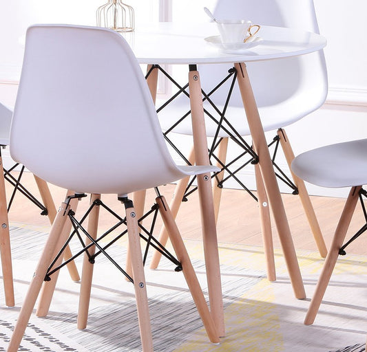 (1405 WHITE- 1)- 32" ROUND- WOOD DINING TABLE- CHAIR NOT INCLUDED