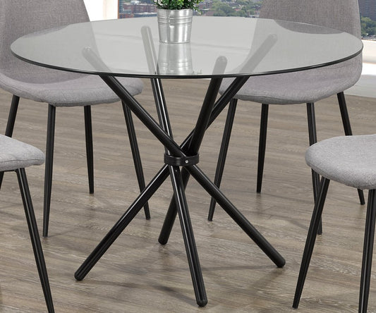 (1429 BLACK- 1)- 41" ROUND- GLASS DINING TABLE