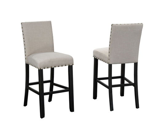 (162 BEIGE- 2 PACK)- FABRIC- FIXED HEIGHT COUNTER STOOLS