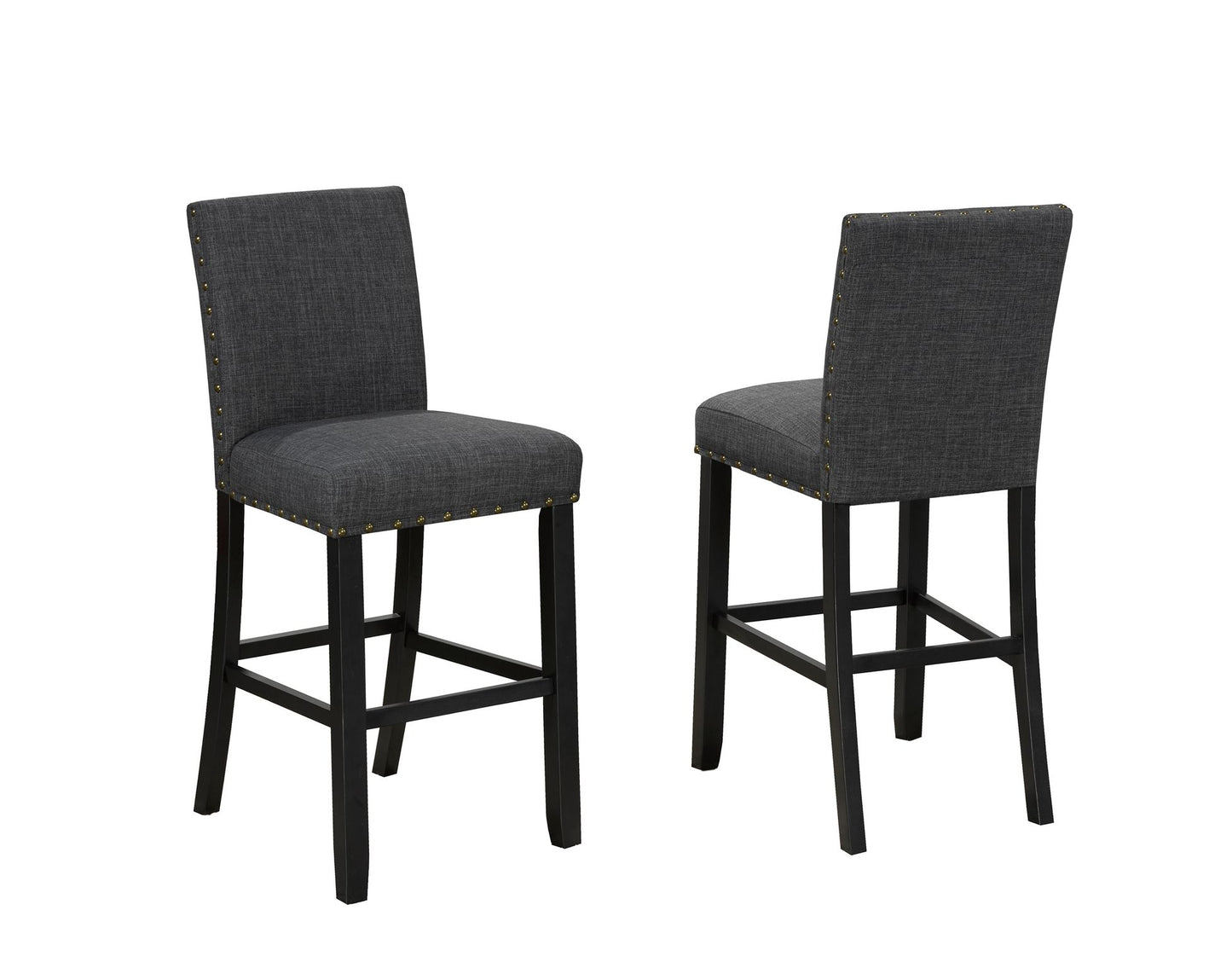 (162 GREY- 2 PACK)- FABRIC- FIXED HEIGHT COUNTER STOOLS