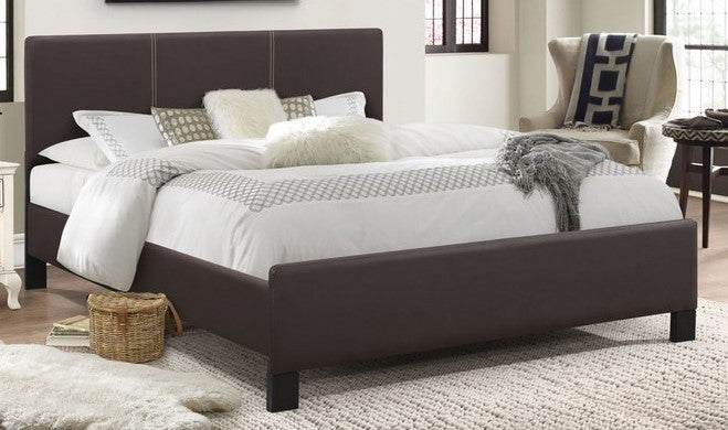 QUEEN SIZE- (173 ESPRESSO)- LEATHER BED FRAME- WITH SLATS- inventory clearance