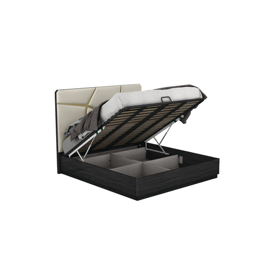 QUEEN SIZE- (CHLOE GREY)- WOOD BED FRAME- WITH LIFT UP STORAGE