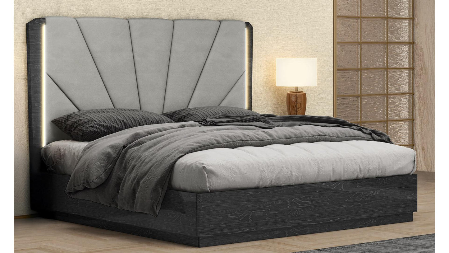 QUEEN SIZE- (MANCHESTER GREY)- WOOD BED FRAME- WITH LIFT UP STORAGE