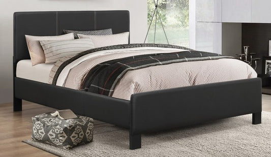 TWIN (SINGLE) SIZE- (175 BLACK)- LEATHER BED FRAME- WITH SLATS