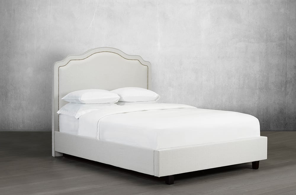 DOUBLE (FULL) SIZE- (193R OFF WHITE)- FABRIC CANADIAN MADE BED FRAME- WITH SLATS- (DELIVERY AFTER 3 WEEKS)