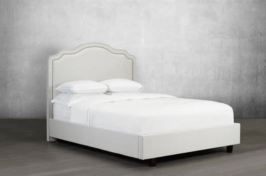 DOUBLE (FULL) SIZE- (193 RM OFF WHITE)- FABRIC CANADIAN MADE BED FRAME- WITH SLATS- (DELIVERY AFTER 5 WEEKS)