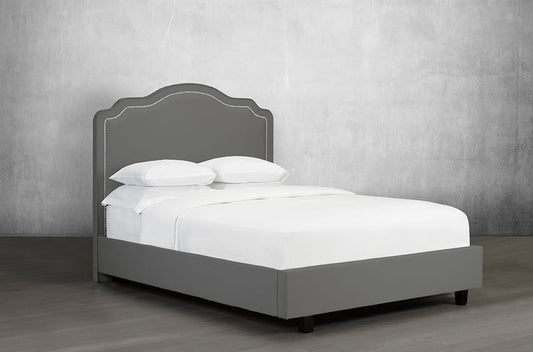 DOUBLE (FULL) SIZE- (193 RM CHARCOAL)- FABRIC CANADIAN MADE BED FRAME- WITH SLATS- (DELIVERY AFTER 5 WEEKS)